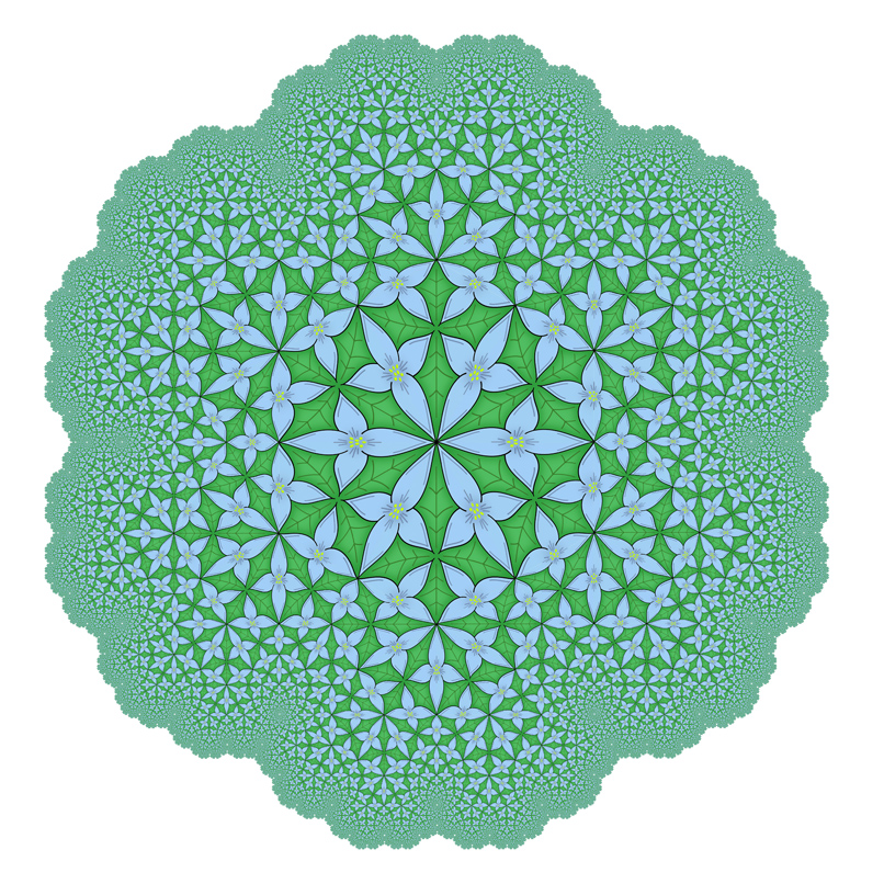 Fractal tessellation of flowers and leaves.